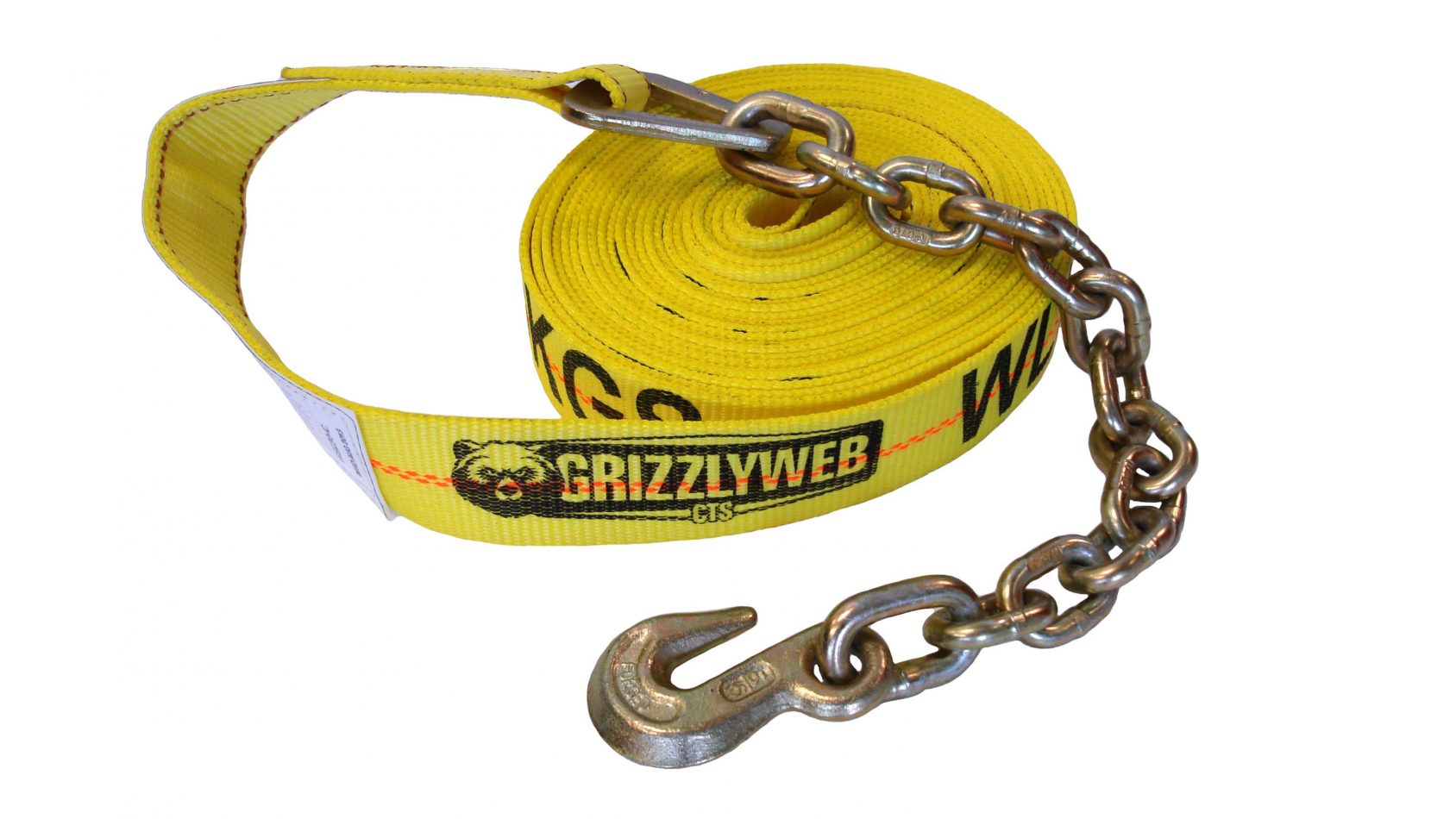 2″ WIDE “GRIZZLYWEB” WINCH STRAP WITH CHAIN ANCHOR CTS Cargo TieDown