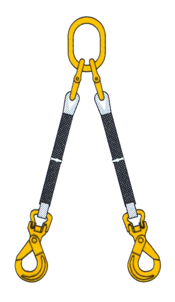 Heavy Duty Two Leg Bridle Web Sling - 13227lb Capacity, 4.92ft Polyester Steel Sling