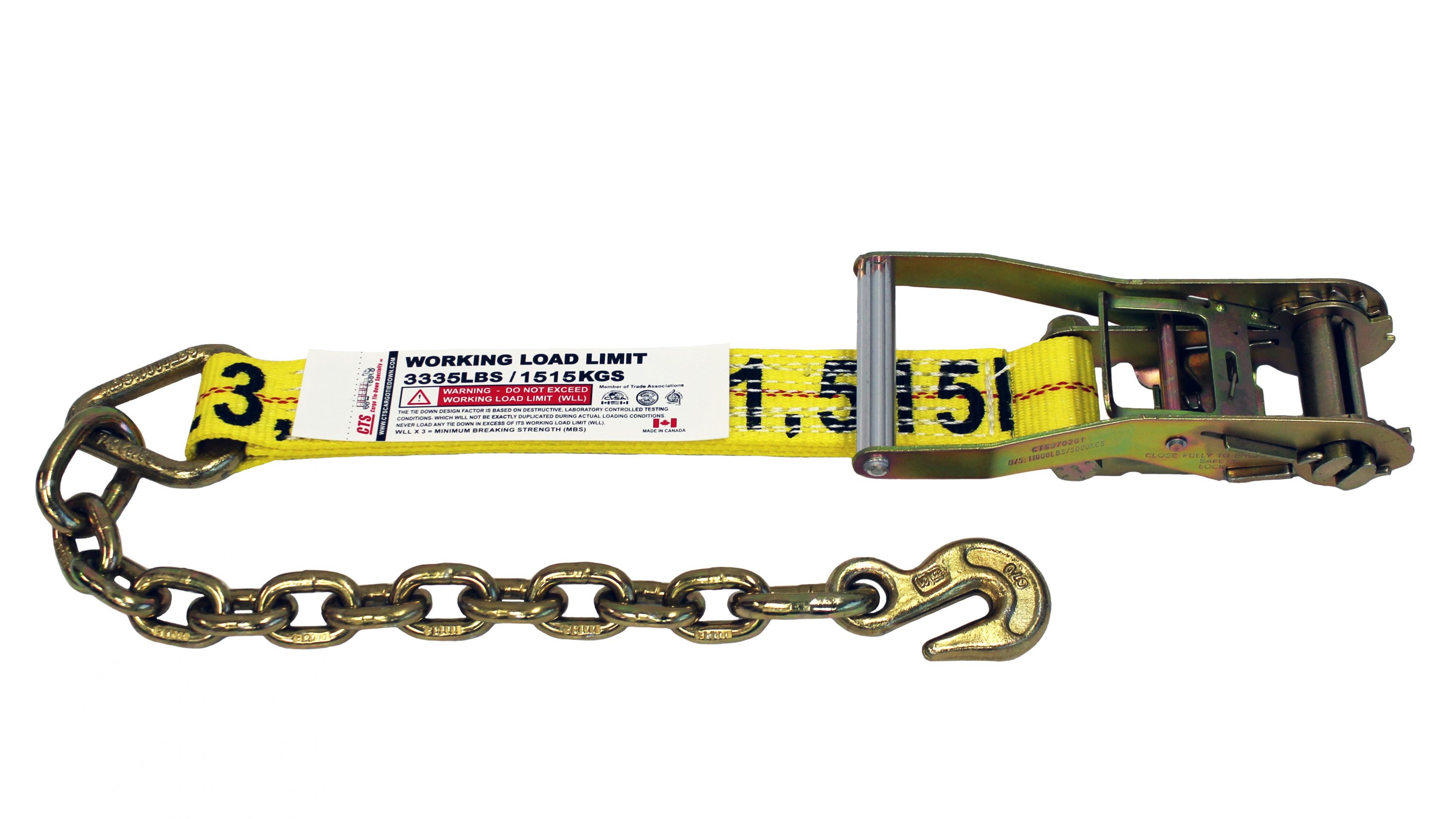 “GRIZZLYWEB” RATCHET TAIL STRAP WITH CHAIN ANCHOR CTS Cargo TieDown