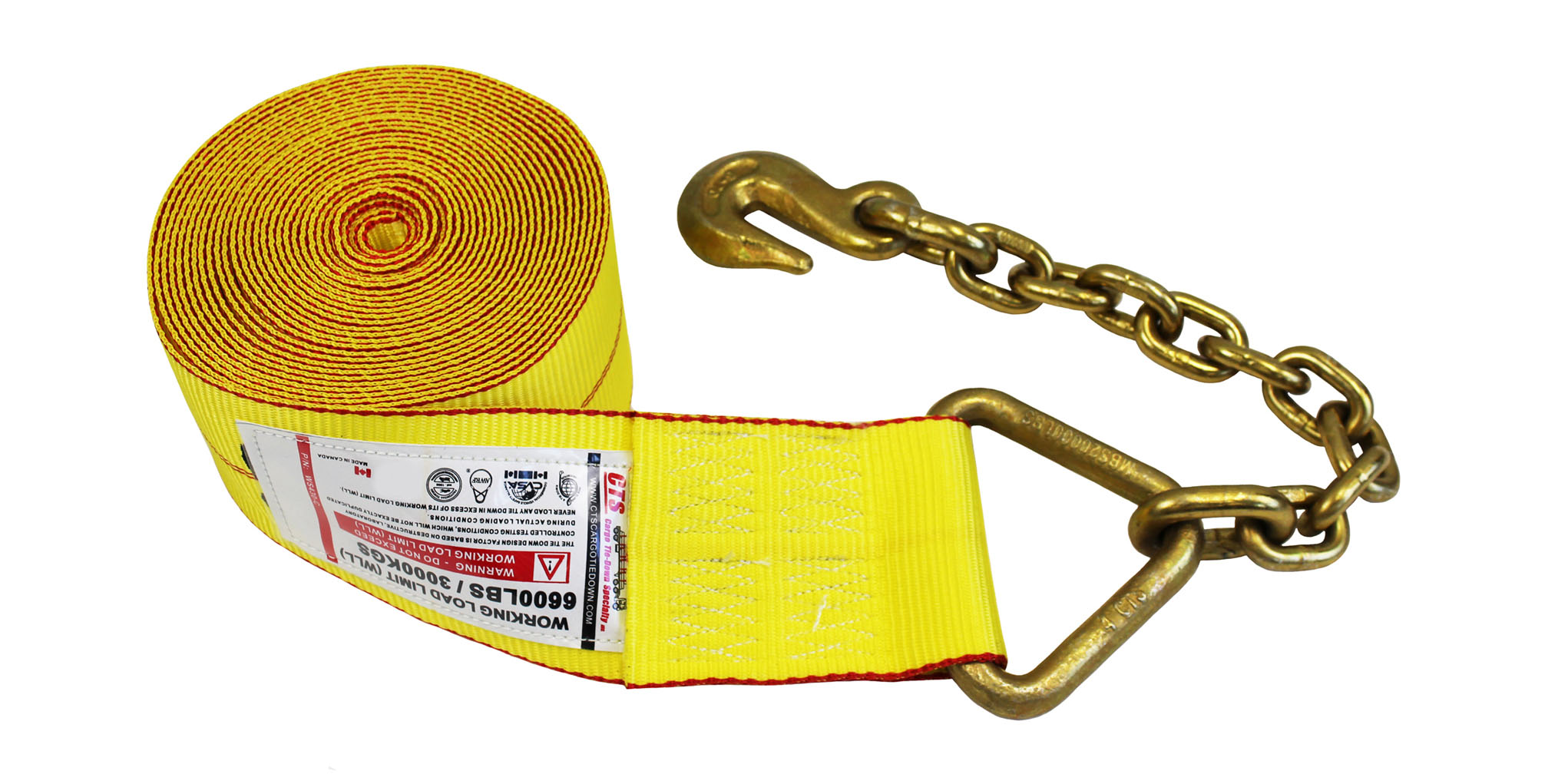 4″ WINCH STRAP WITH CHAIN ANCHOR CTS Cargo TieDown Specialty