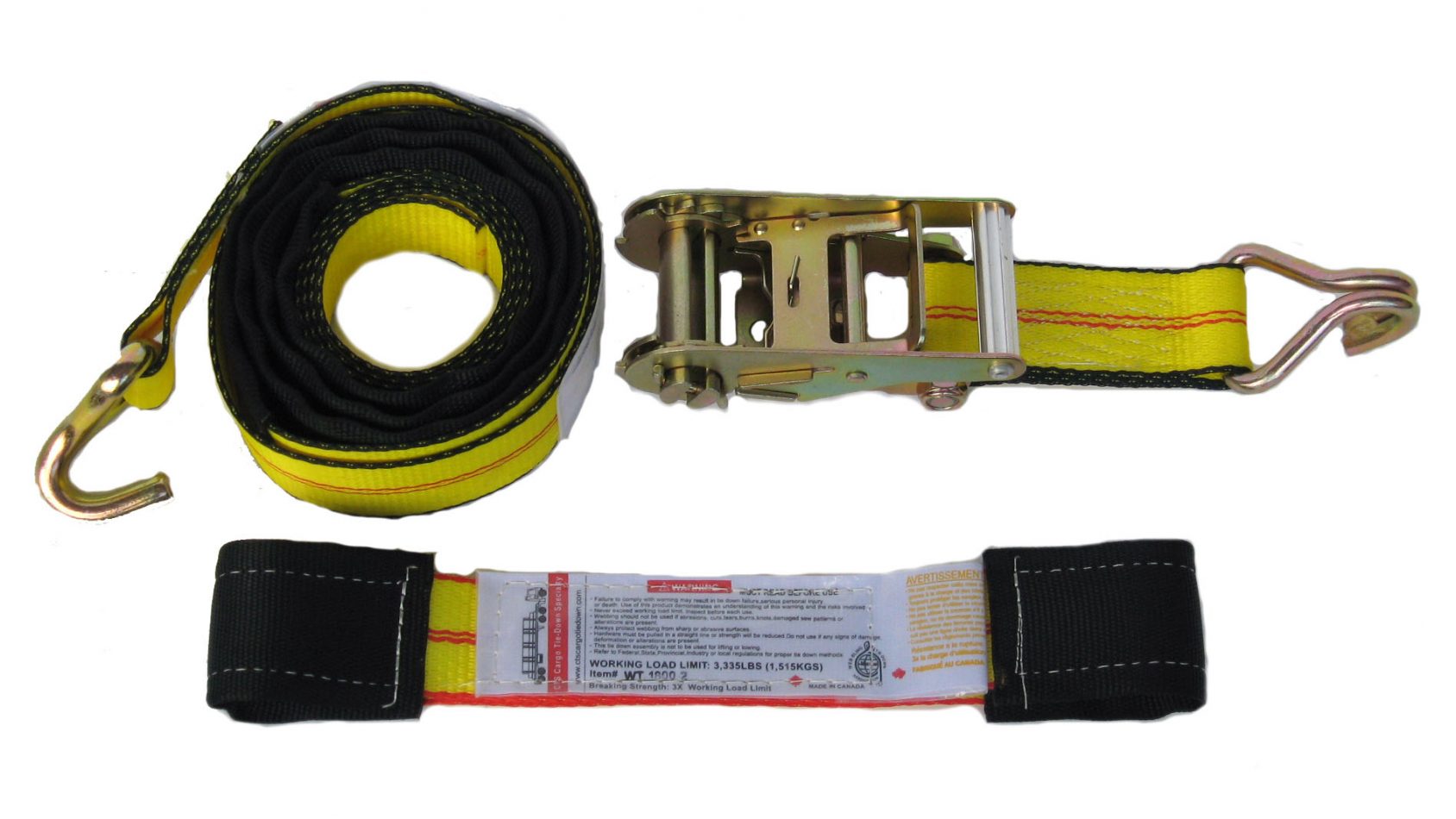 12' Adjustable Wheel TieDown, 1 Ratchet tail end CTS Cargo TieDown