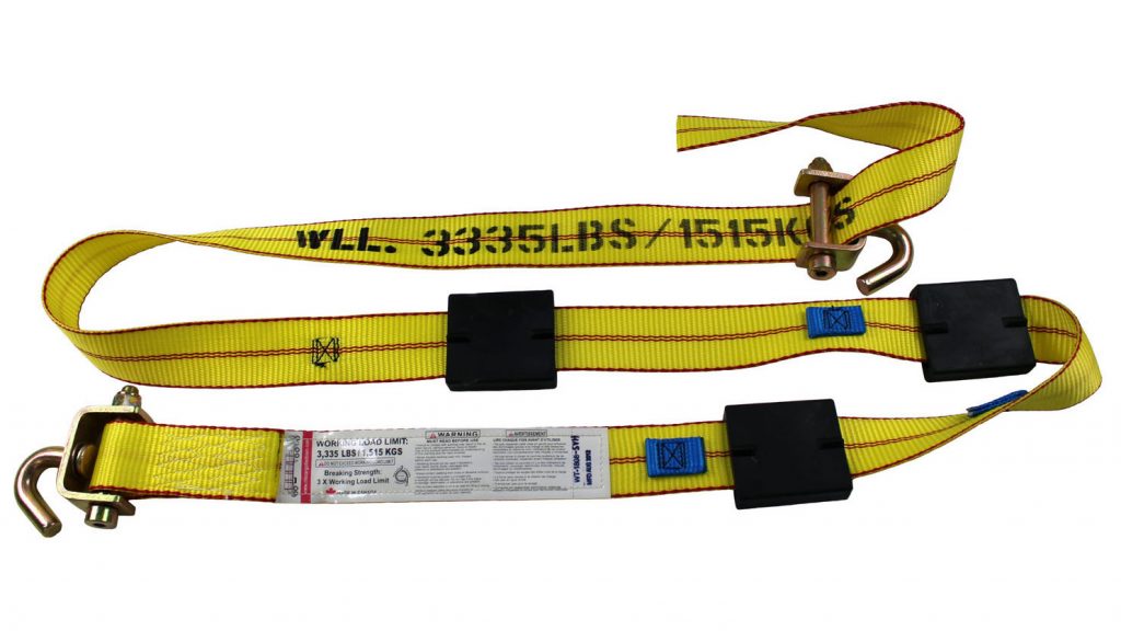 Wheel TieDown with Swivel J Hooks (16mm Dia.) No Ratchet End CTS Cargo TieDown Specialty