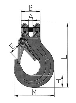 5/16 Clevis Sling Hook with Safety Latch Grade 100 WLL 5700 LBS BS 22800 LBS